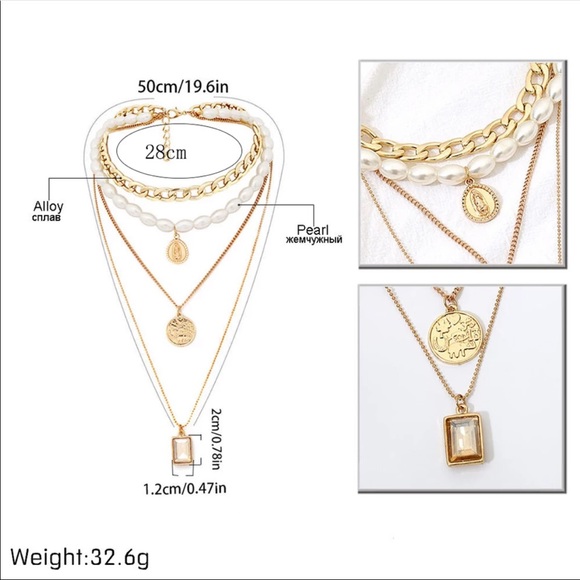 Multilayered necklace with pearls - Picture 3 of 4